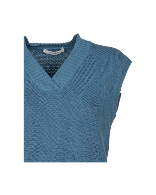 Max Mara Blue V-Neck Knitwear
