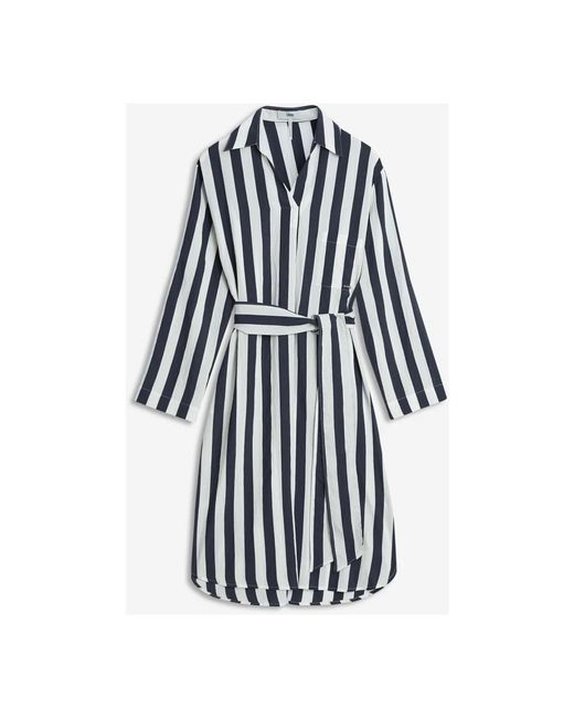 Cinque Kleedjes ,Blauw ,Gestreepte Zomerjurk Met Riem in het Blue