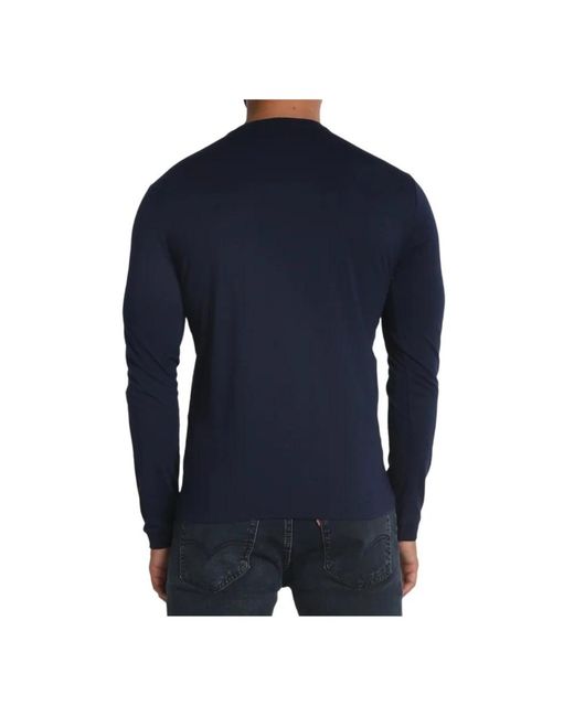 EA7 Blue Long Sleeve T-Shirts for men