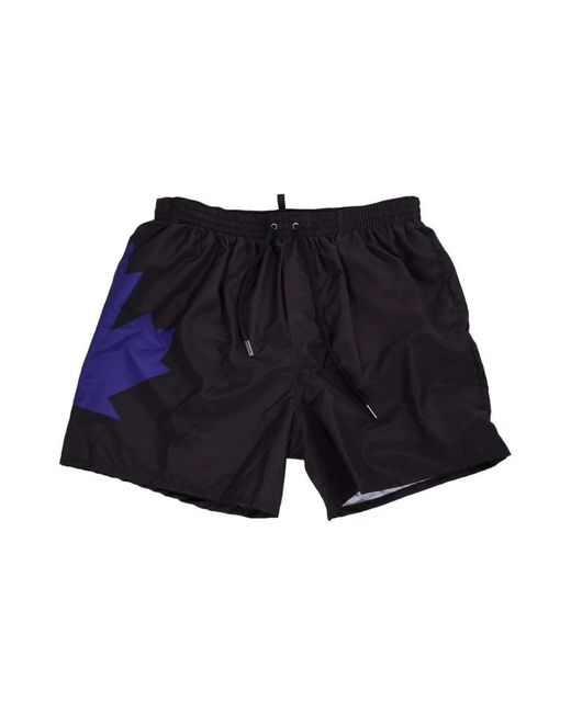 DSquared² Badmode ,Zwart ,Elastische Zwemshorts Met Tailleband in het Blue voor heren