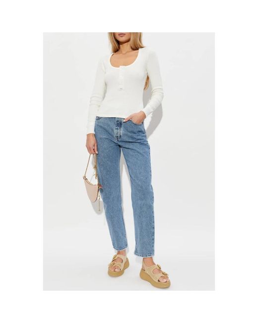 Chloé Jeans ,Blauw ,Katoen Straight-Leg Jeans in het Blue
