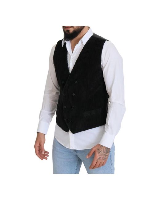 Dolce & Gabbana Black Suit Vests for men