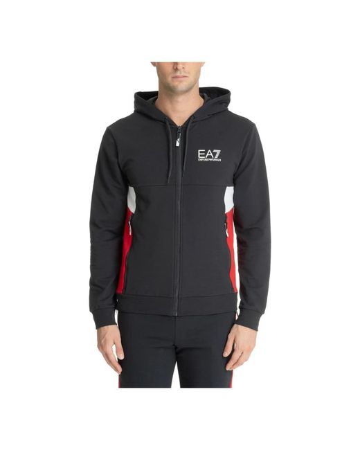 EA7 Black Zip-Throughs for men