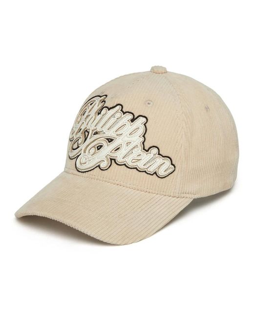 Philipp Plein Accessoires ,Katoen Corduroy Cap Signature in het Natural