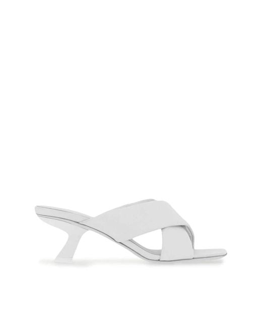 Ferragamo White Heeled Mules