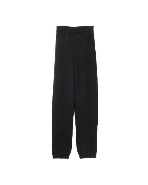 Rick Owens Black High-Waisted Cashmere Pants With Drawstring Detail