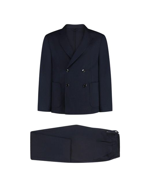 Boss Doppelreihiger Wollanzug Mit Stretch in Blue für Herren