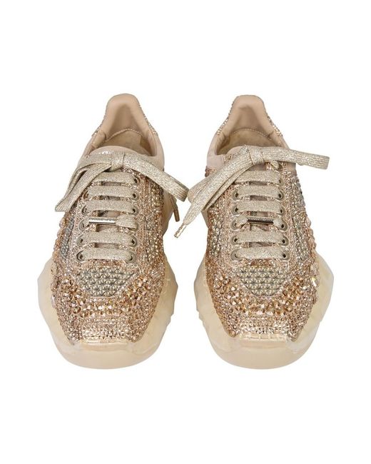 Jimmy Choo Rubber Diamant Sneakers in het Naturel - Lyst