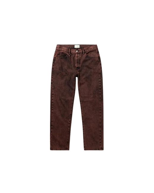 Aries Jeans ,Bruin ,Denim Vintage Denim Jeans Met Rode Accenten in het Brown voor heren