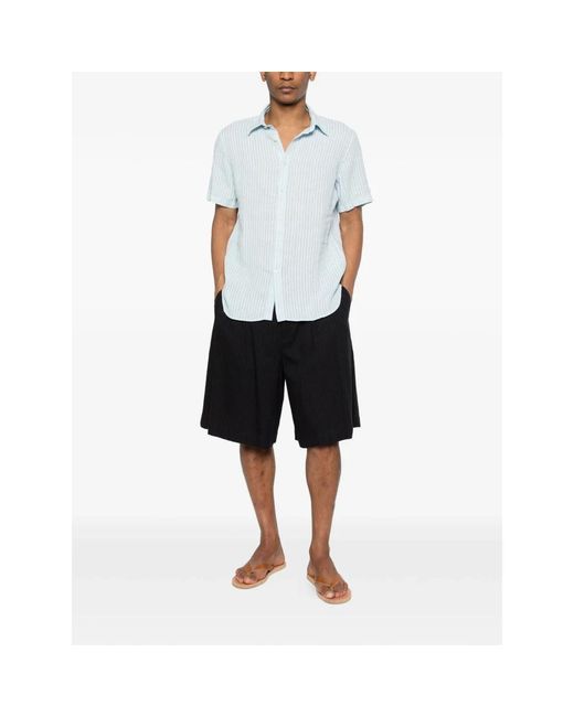 120% Lino White Short Sleeve Shirts for men