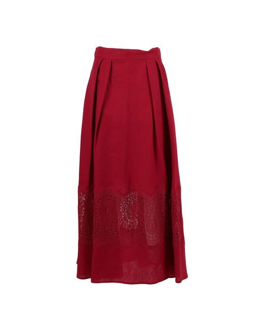 Midi Skirts Clips de color Red