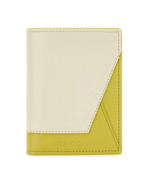 Marni Accessoires ,Geel ,Leer Bi-Tone Leren Portemonnee/Kaarthouder in het Yellow