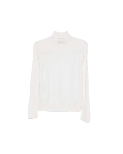D.exterior White Turtlenecks