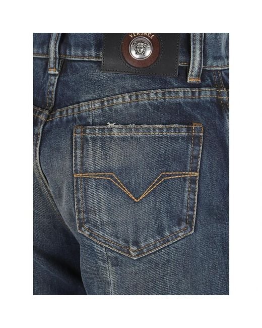 Straight Jeans Versace de color Blue
