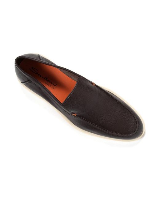 Santoni Black Loafers for men