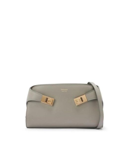 Ferragamo Gray Stilvolle ledertasche für den täglichen gebrauch