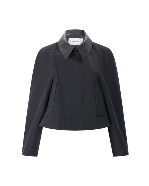 Givenchy Jassen ,Blauw ,Katoen Cropped Jacket in het Blue