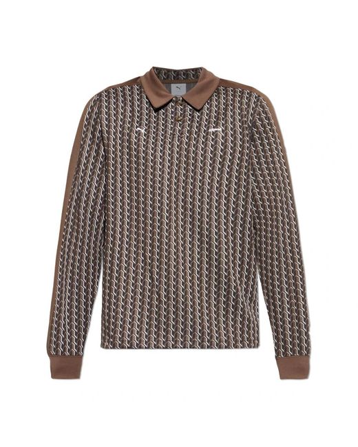 PUMA T7 Longsleeve Polo in het Brown voor heren