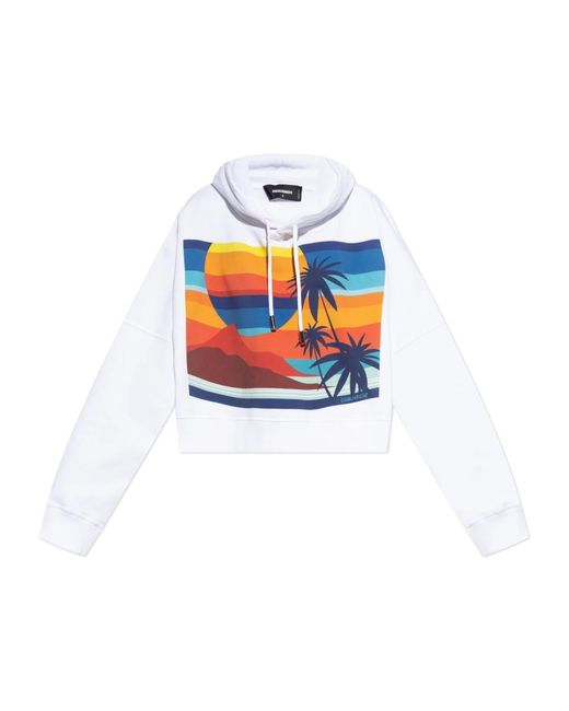 DSquared² Hoodies & Sweatvesten ,Wit ,Katoen Sweatshirt Capsule Summer Lovers in het White