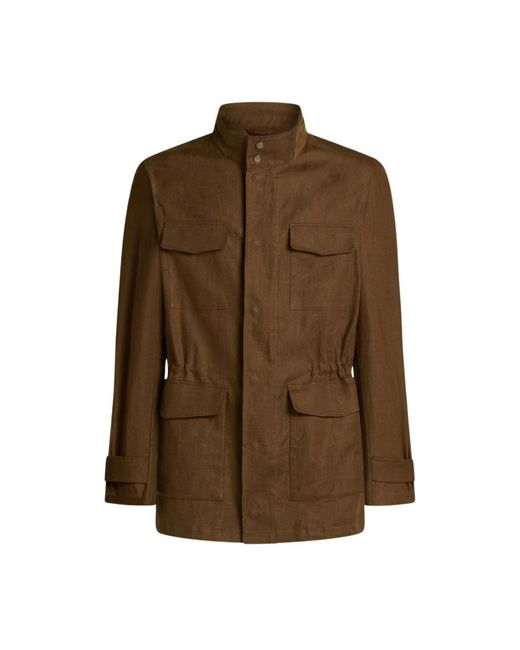 Kiton Linnen Utility Jas in het Brown voor heren