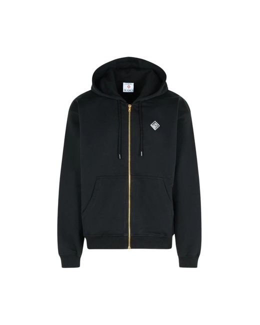 Casablanca Hoodies & Sweatvesten ,Zwart ,Katoen Casa Chrome Full Zip Hoodie in het Black voor heren