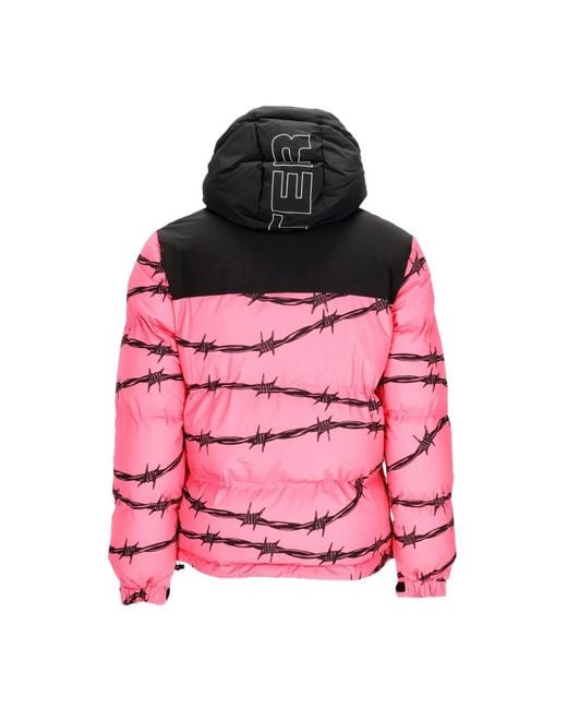 Iuter Jassen ,Veelkleurig ,Polyester Roze Barbwire Puff Donsjas in het Pink voor heren