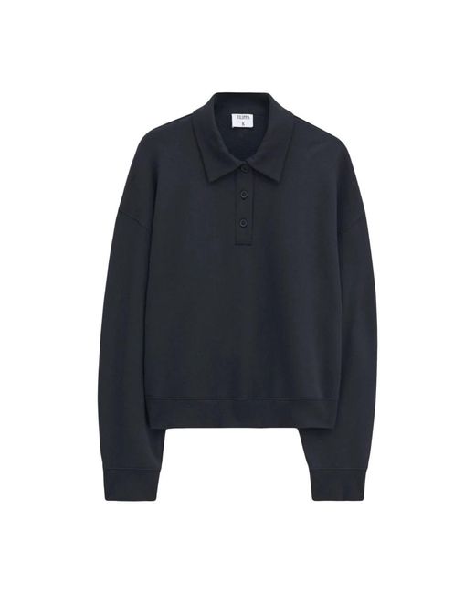 Filippa K Tops ,Zwart ,Katoen Zwart Jersey Polo Shirt in het Blue
