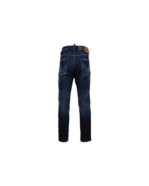 DSquared² Knopf jeans mit leder patch in Blue für Herren