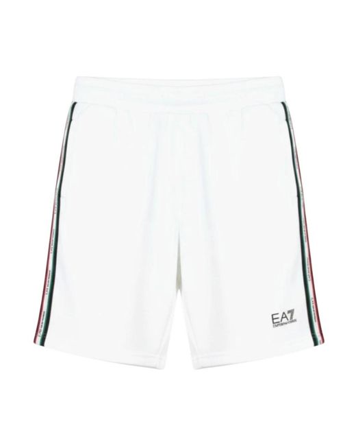 EA7 White Casual Shorts for men