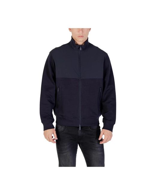 ARMANI EXCHANGE Hoodies & Sweatvesten ,Blauw ,Katoen Blazer Met Lange Mouwen En Ritssluiting En Zakken Aan De Voorkant in het Blue voor heren