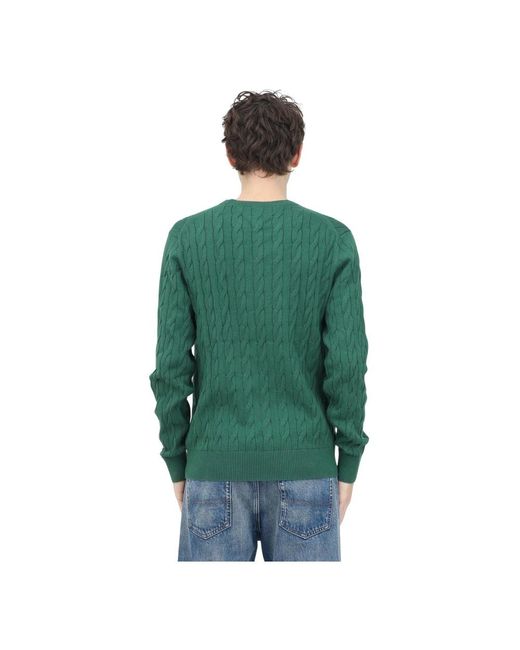 Tommy Hilfiger Grüner rundhalspullover retro-stil in Green für Herren