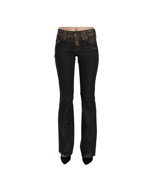 John Galliano Jeans ,Zwart ,Denim Zwart Gewassen Mid Taille Uitlopende Denim Broek in het Black