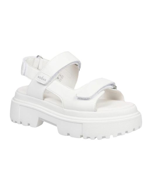 Hogan White Flat Sandals
