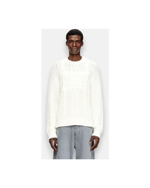 DIESEL White Round-Neck Knitwear for men