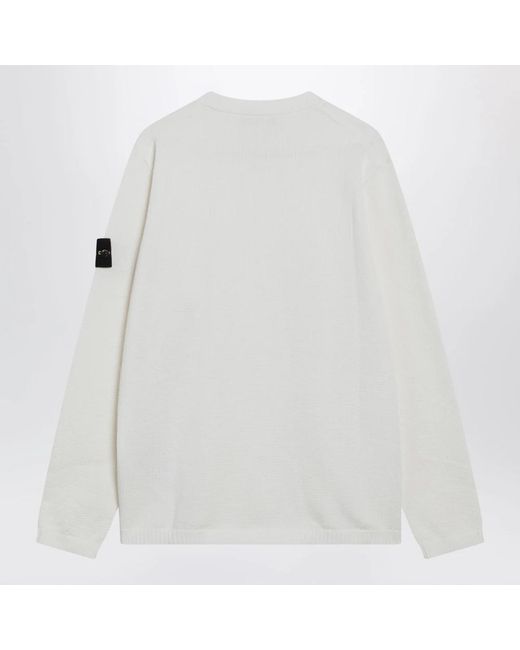 Stone Island White Round-Neck Knitwear for men