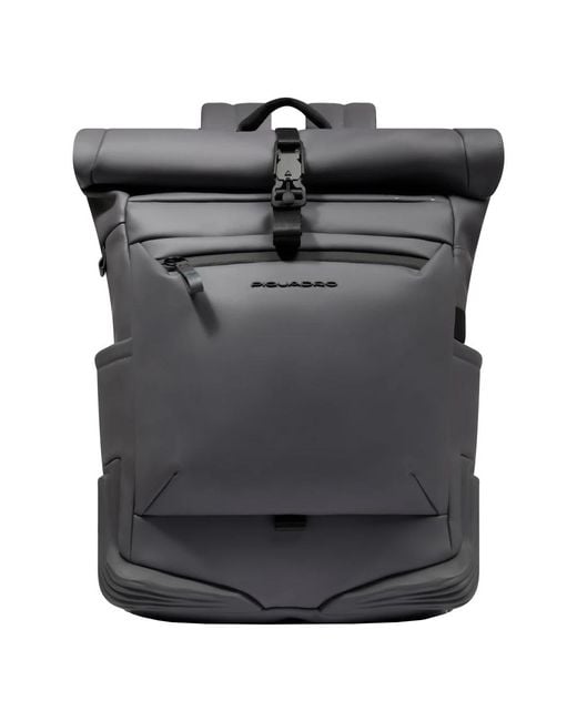 Piquadro Stedelijke Roll-Top Rugzak in het Black voor heren