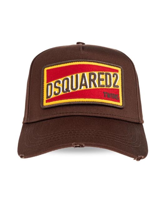 DSquared² Accessoires ,Bruin ,Katoen Logo Patch Baseball Cap in het Red voor heren