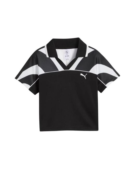 PUMA Tops ,Zwart ,Moderne Cropped Shirt in het Black