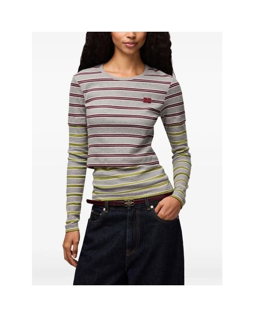 Ganni Gray Long Sleeve T-Shirts
