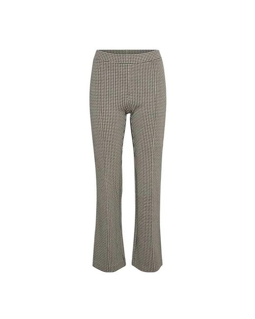 Part Two Broeken ,Veelkleurig ,Polyester Zwart Houndstooth Straight-Leg Broek in het Gray