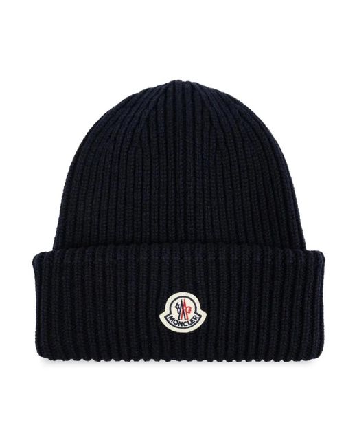 Moncler Blue Rippstrick-Mütze