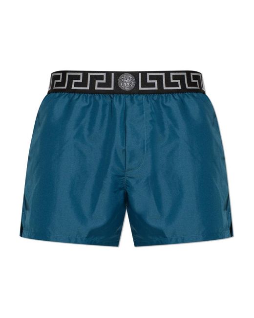 Versace Badmode ,Blauw ,Polyester Greca Border Zwemshorts in het Blue voor heren
