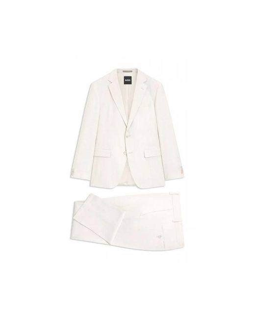 Boss White Single Breasted Suits for men