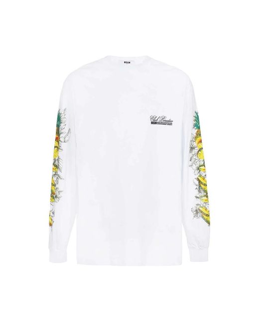 MSGM White Long Sleeve T-Shirts for men