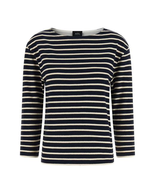A.P.C. Black Gestreifter Baumwollpullover