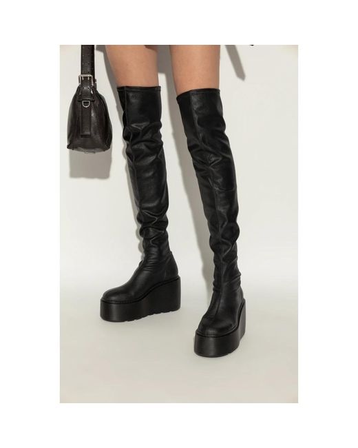 Vic Matié Black Leder Keilabsatzstiefel