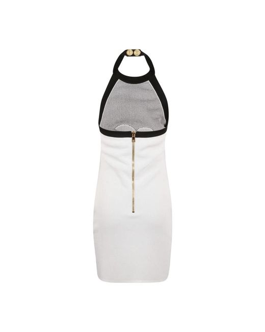 Balmain Intarsia Mini-Jurk Met Halternek in het White