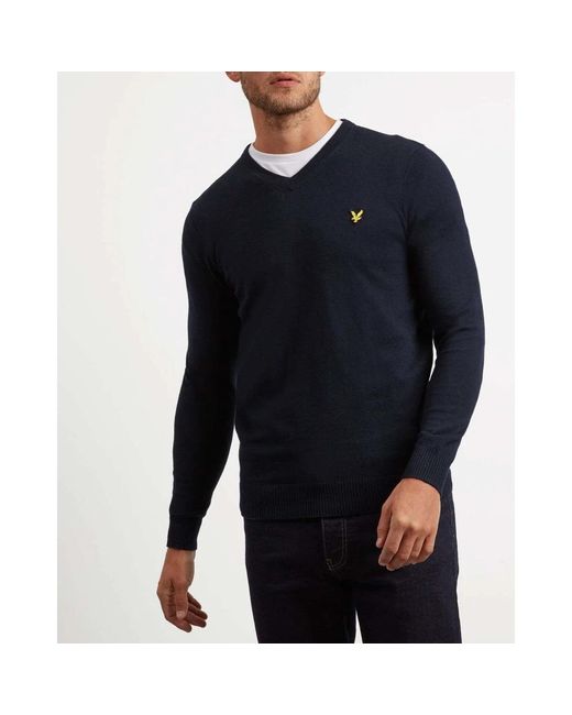 Lyle & Scott Blue V-Neck Knitwear for men