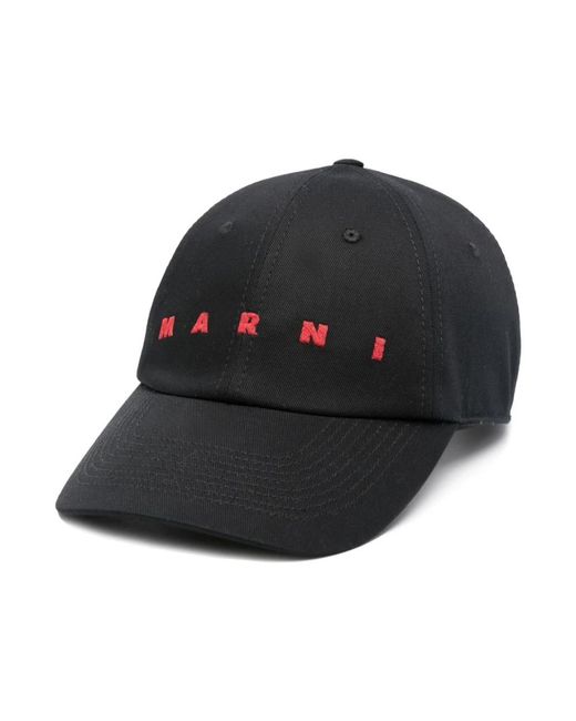 Marni Accessoires ,Zwart ,Katoen Gabardine Baseball Cap in het Black voor heren