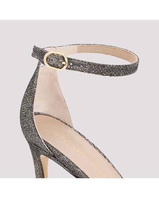 Stuart Weitzman Metallic Graue metall sandalen minimalistisches design